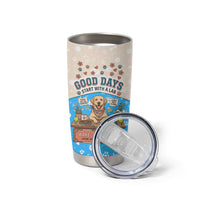 Labrador Good Days Start With A Lab Tumbler Cup Retro Cute Yellow Lab Paws And Tennis Balls