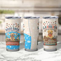 Labrador Good Days Start With A Lab Tumbler Cup Retro Cute Yellow Lab Paws And Tennis Balls