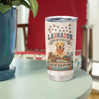Labrador Good Days Start With A Lab Tumbler Cup Retro Cute Yellow Lab Paws And Tennis Balls