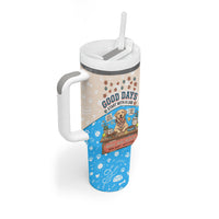 Labrador Good Days Start With A Lab Tumbler With Handle Retro Cute Yellow Lab Paws And Tennis Balls