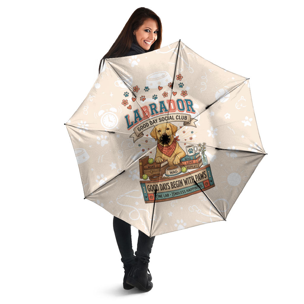 Labrador Good Days Start With A Lab Umbrella Retro Cute Yellow Lab Paws And Tennis Balls