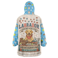 Labrador Good Days Start With A Lab Wearable Blanket Hoodie Retro Cute Yellow Lab Paws And Tennis Balls