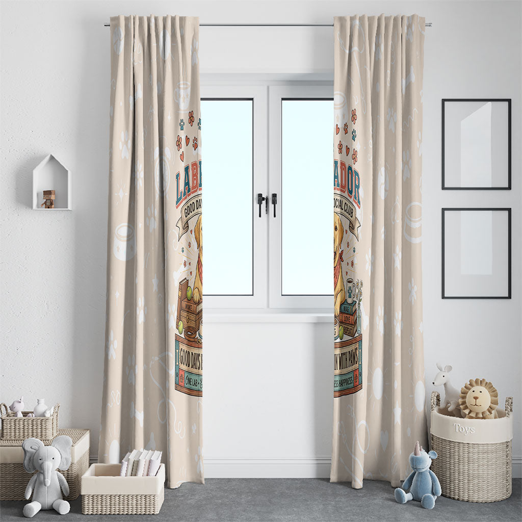 Labrador Good Days Start With A Lab Window Curtain Retro Cute Yellow Lab Paws And Tennis Balls