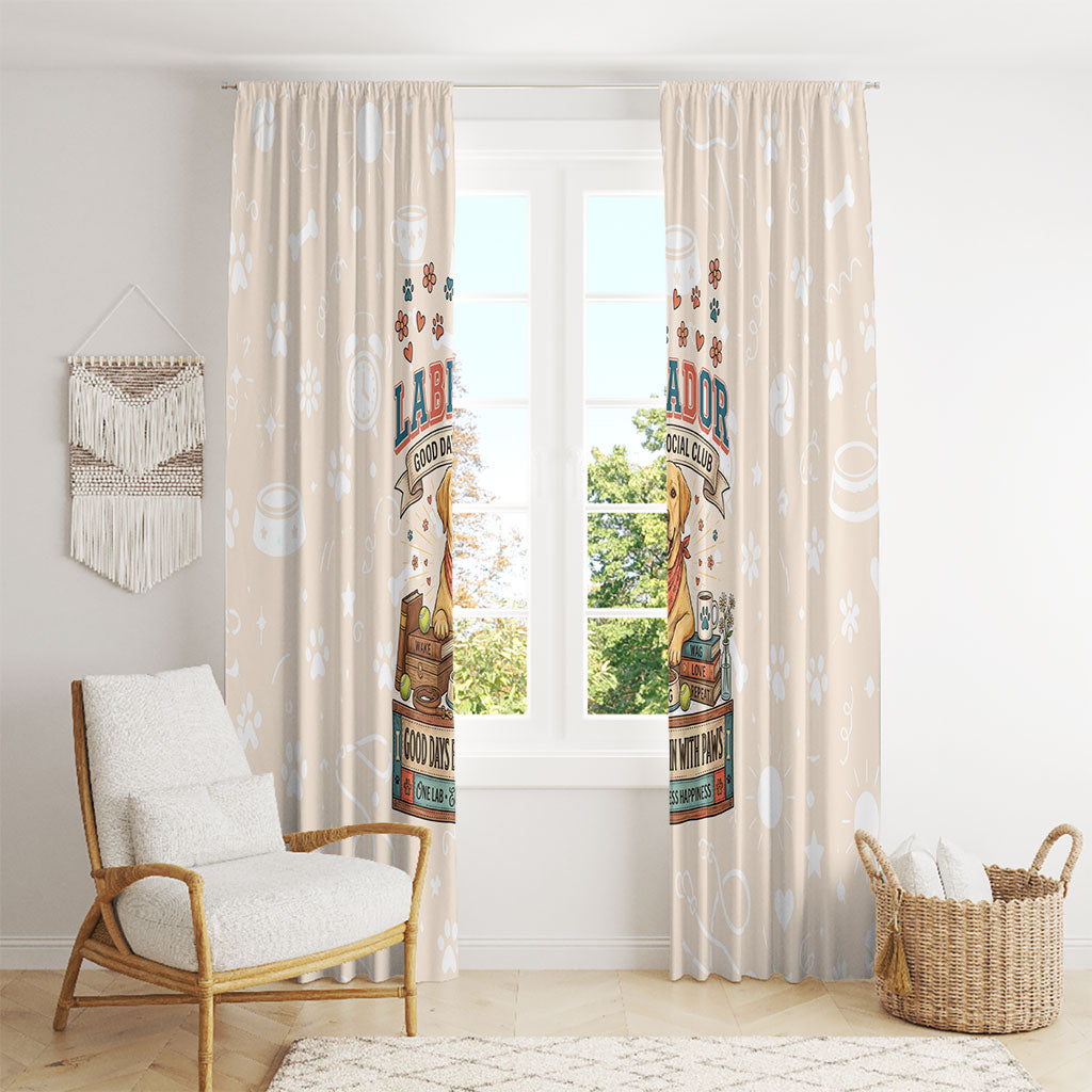 Labrador Good Days Start With A Lab Window Curtain Retro Cute Yellow Lab Paws And Tennis Balls