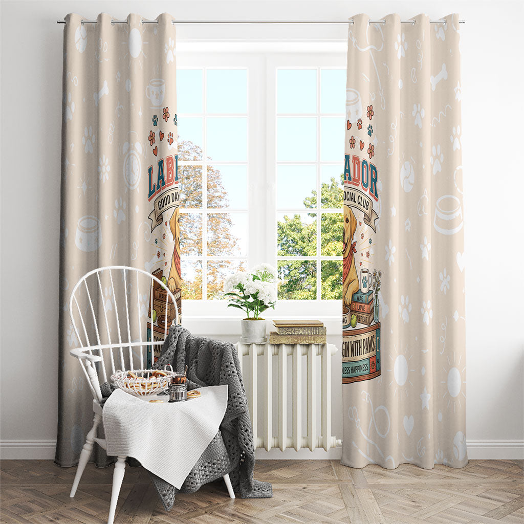 Labrador Good Days Start With A Lab Window Curtain Retro Cute Yellow Lab Paws And Tennis Balls