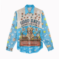 Labrador Good Days Start With A Lab Women Casual Shirt Retro Cute Yellow Lab Paws And Tennis Balls