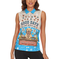 Labrador Good Days Start With A Lab Women Sleeveless Polo Shirt Retro Cute Yellow Lab Paws And Tennis Balls