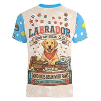 Labrador Good Days Start With A Lab Women V-Neck T-Shirt Retro Cute Yellow Lab Paws And Tennis Balls