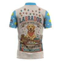 Labrador Good Days Start With A Lab Zipper Polo Shirt Retro Cute Yellow Lab Paws And Tennis Balls