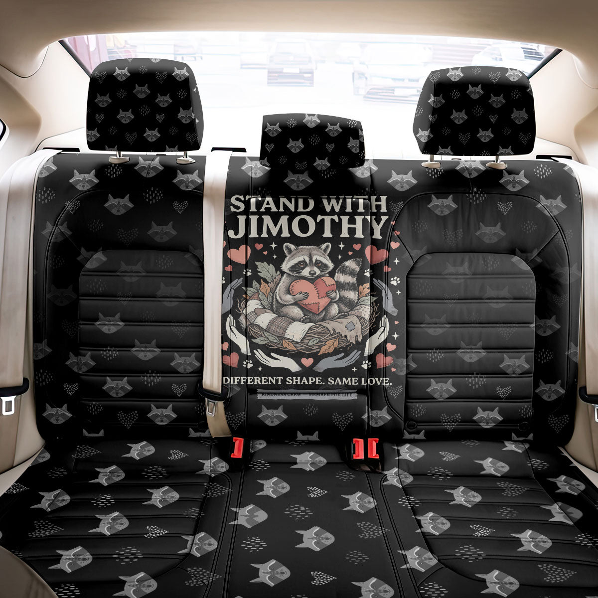 Jimothy The Raccoon Back Car Seat Cover Vintage Raccoon Small Frame Big Heart
