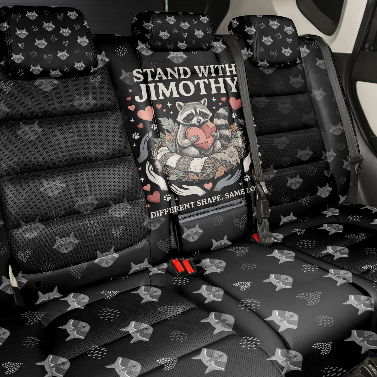 Jimothy The Raccoon Back Car Seat Cover Vintage Raccoon Small Frame Big Heart