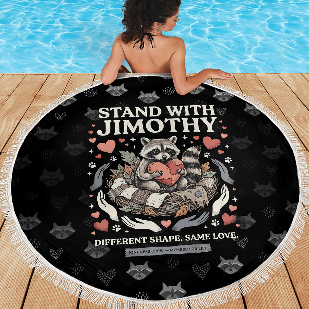 Jimothy The Raccoon Beach Blanket Vintage Raccoon Small Frame Big Heart