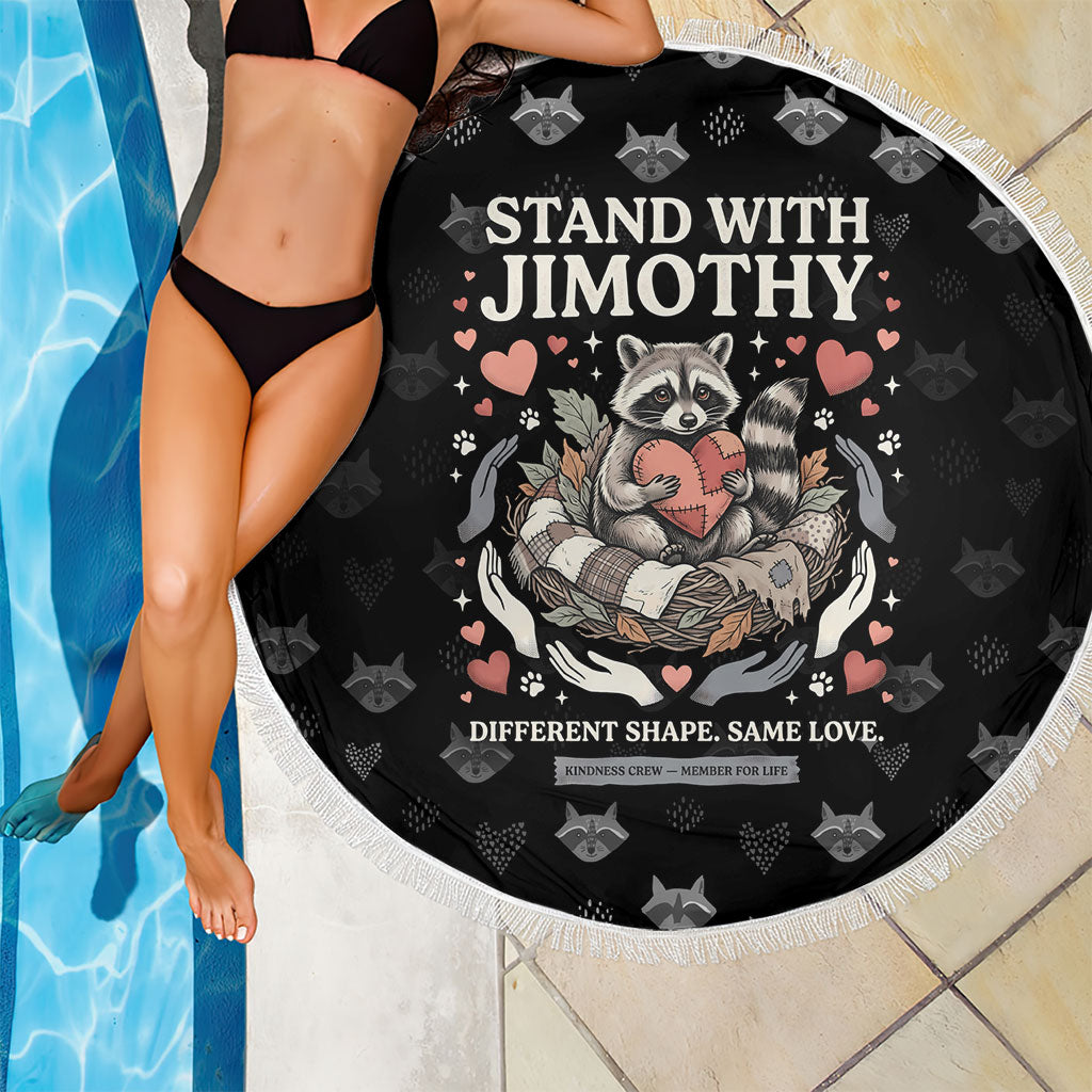 Jimothy The Raccoon Beach Blanket Vintage Raccoon Small Frame Big Heart