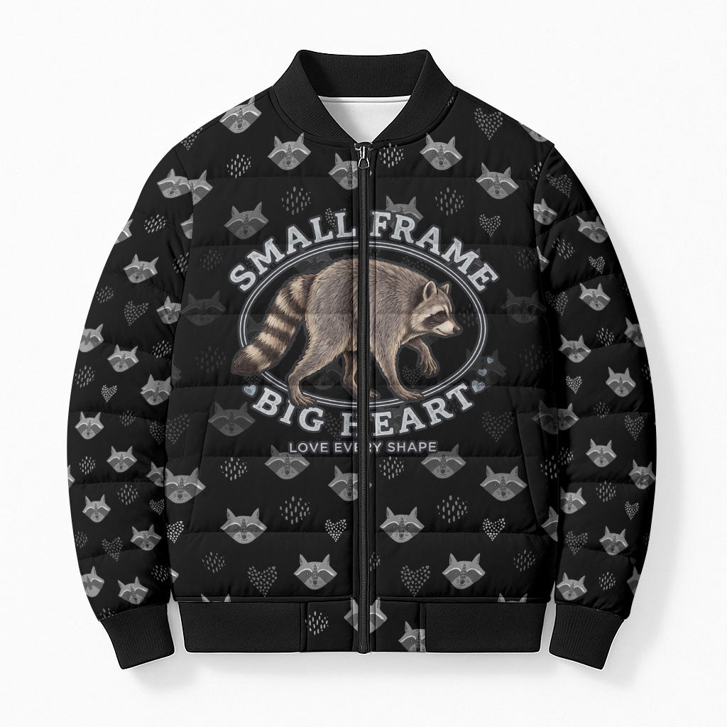 Jimothy The Raccoon Bomber Puffer Jacket Vintage Raccoon Small Frame Big Heart