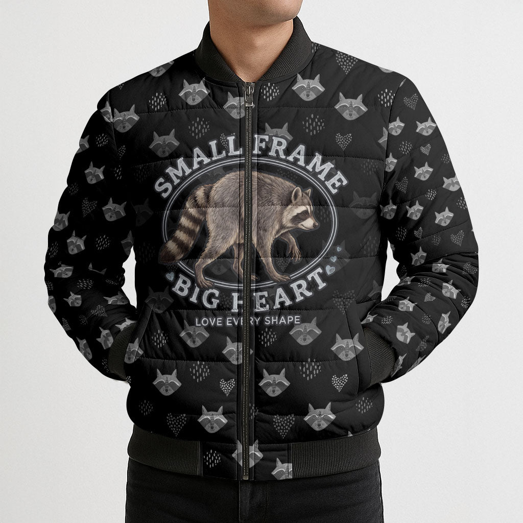 Jimothy The Raccoon Bomber Puffer Jacket Vintage Raccoon Small Frame Big Heart