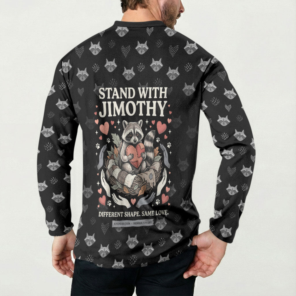 Jimothy The Raccoon Button Sweatshirt Vintage Raccoon Small Frame Big Heart