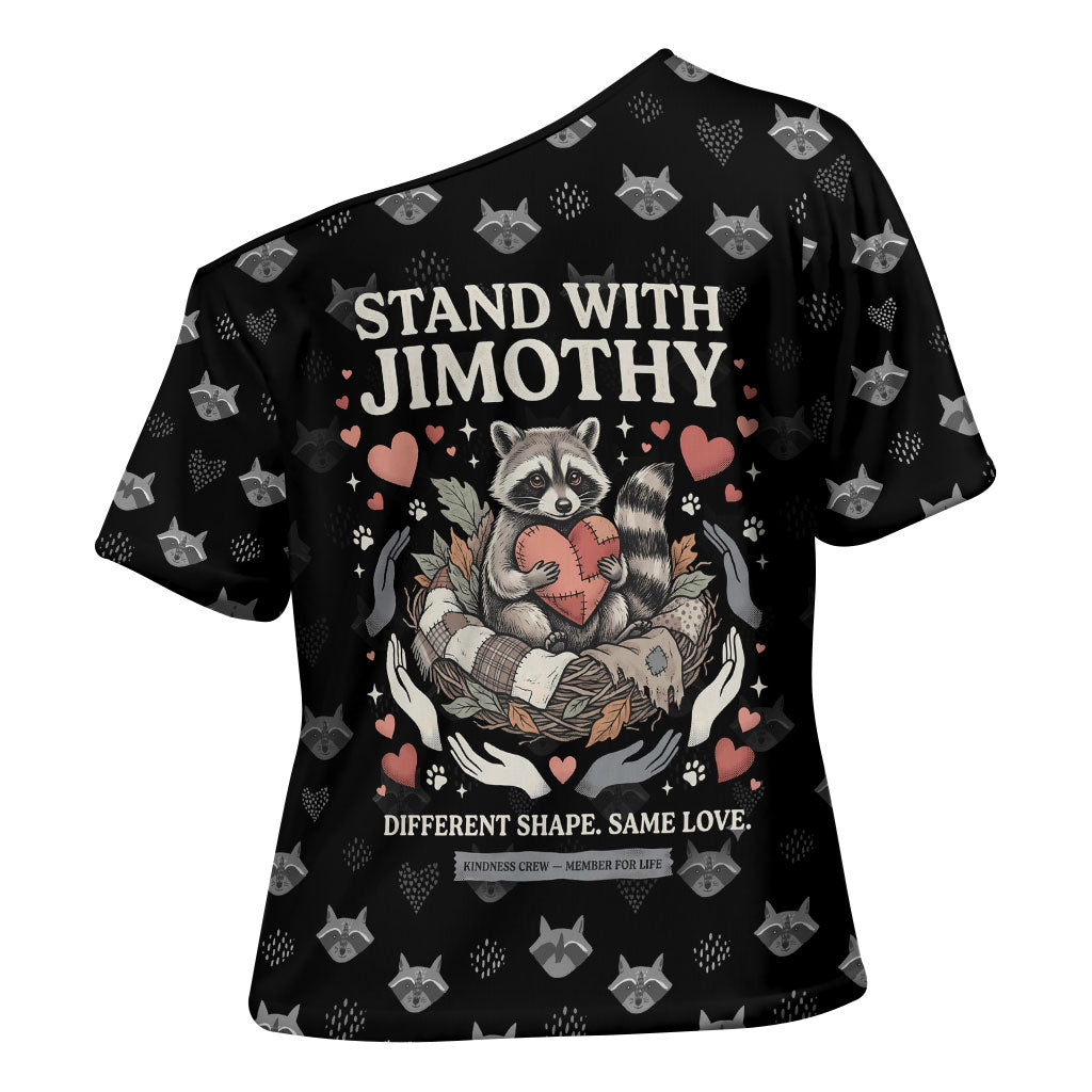 Jimothy The Raccoon Cross Shoulder Shirt Vintage Raccoon Small Frame Big Heart