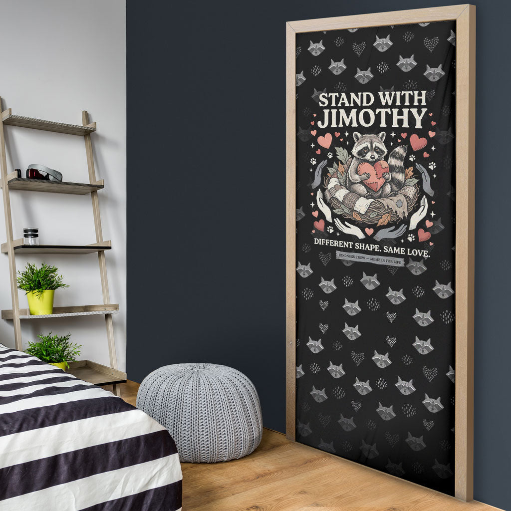 Jimothy The Raccoon Door Cover Vintage Raccoon Small Frame Big Heart