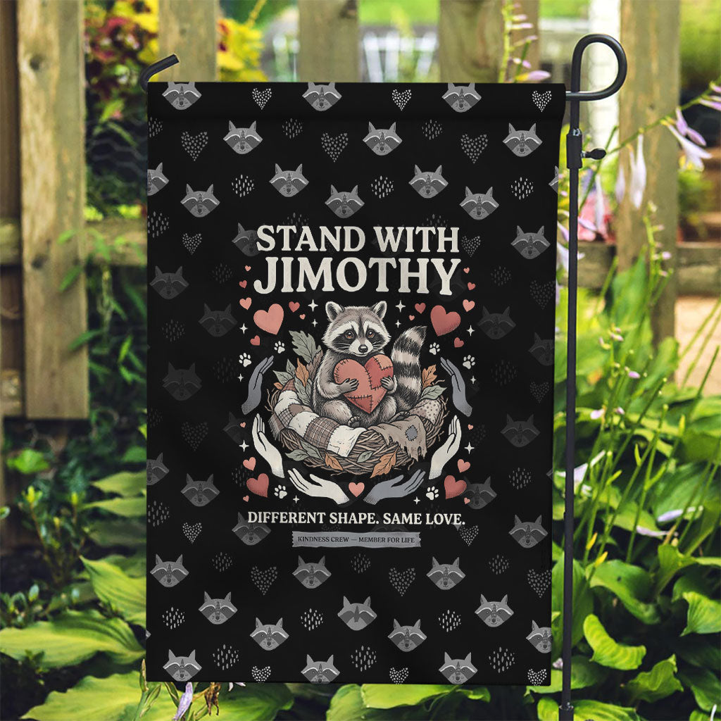 Jimothy The Raccoon Garden Flag Vintage Raccoon Small Frame Big Heart