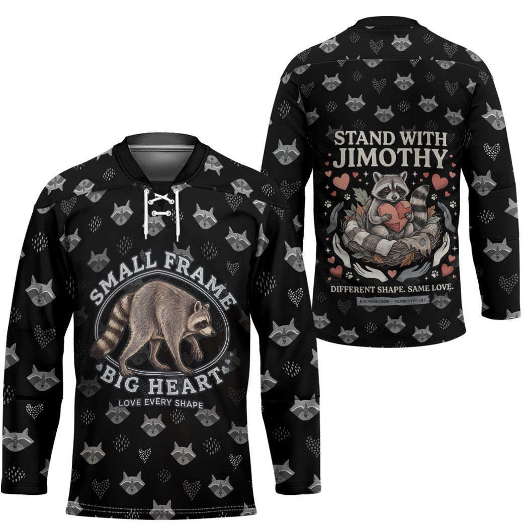 Jimothy The Raccoon Hockey Jersey Vintage Raccoon Small Frame Big Heart