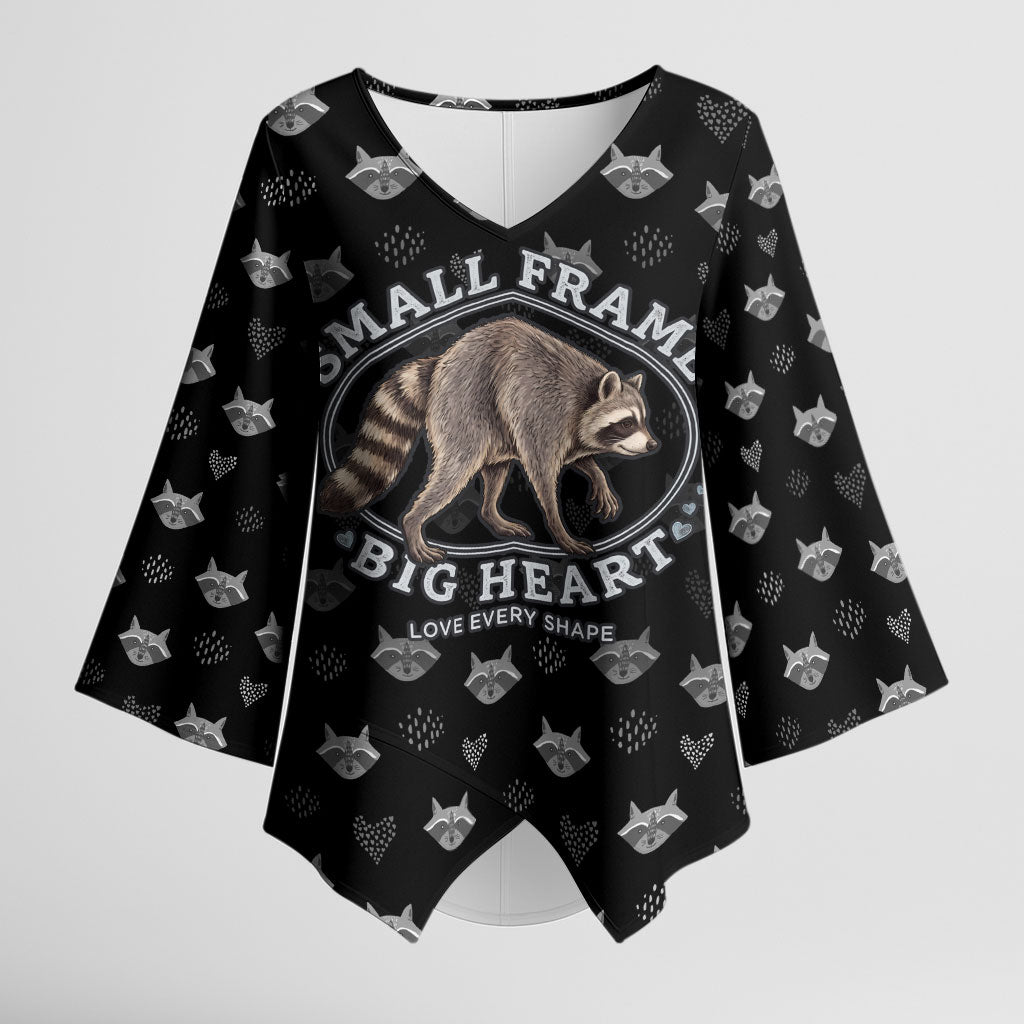 Jimothy The Raccoon Kimono Sleeve Blouse Vintage Raccoon Small Frame Big Heart