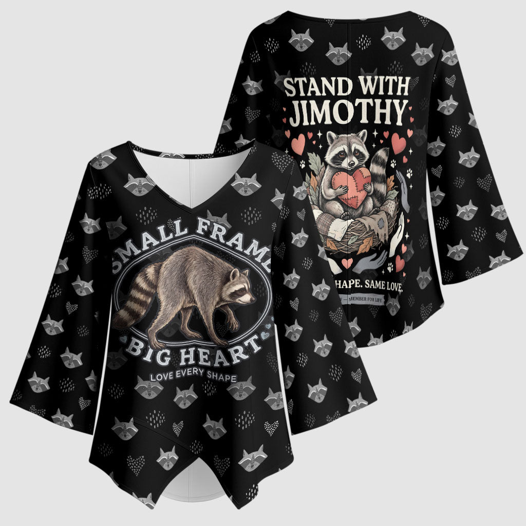 Jimothy The Raccoon Kimono Sleeve Blouse Vintage Raccoon Small Frame Big Heart