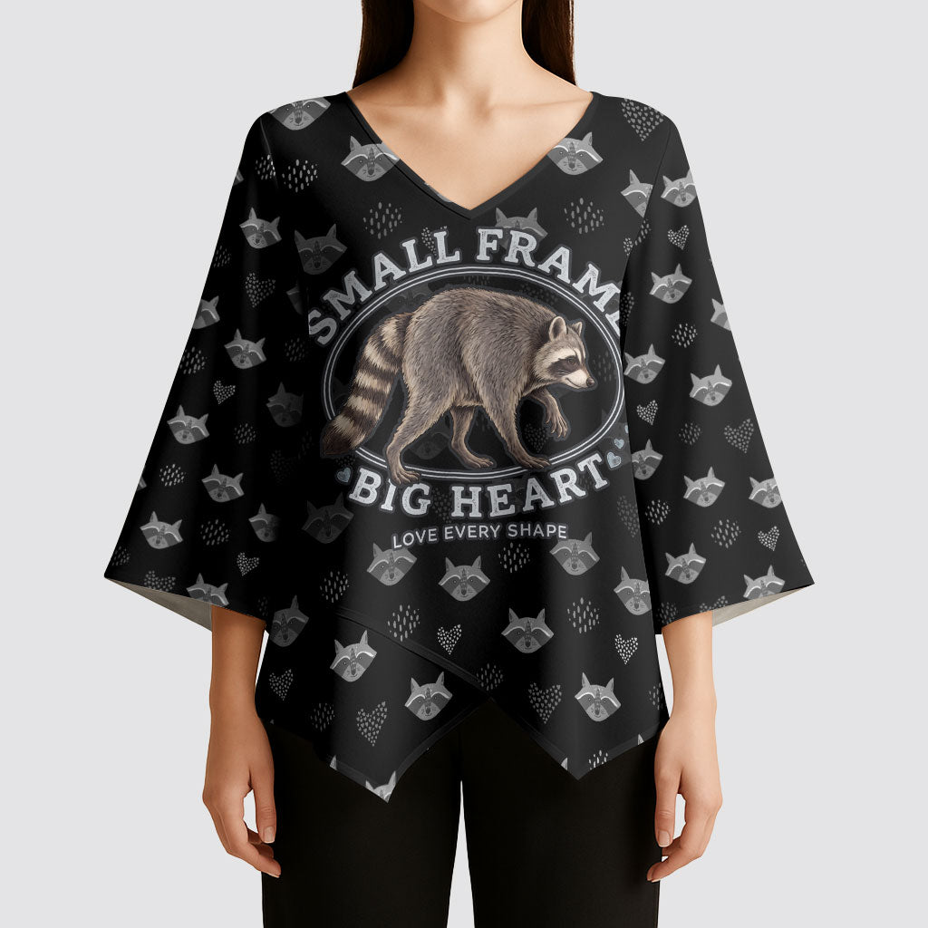 Jimothy The Raccoon Kimono Sleeve Blouse Vintage Raccoon Small Frame Big Heart