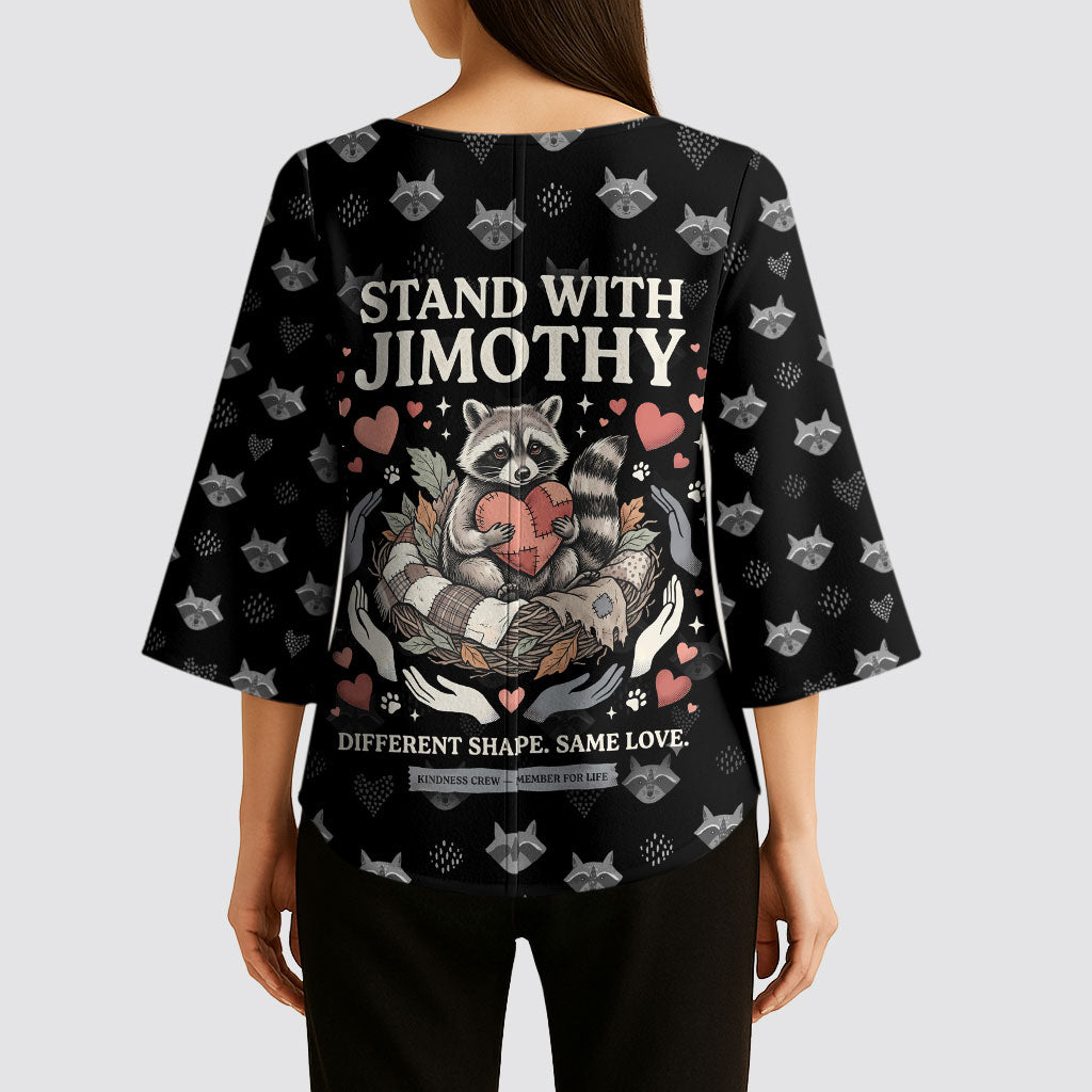 Jimothy The Raccoon Kimono Sleeve Blouse Vintage Raccoon Small Frame Big Heart