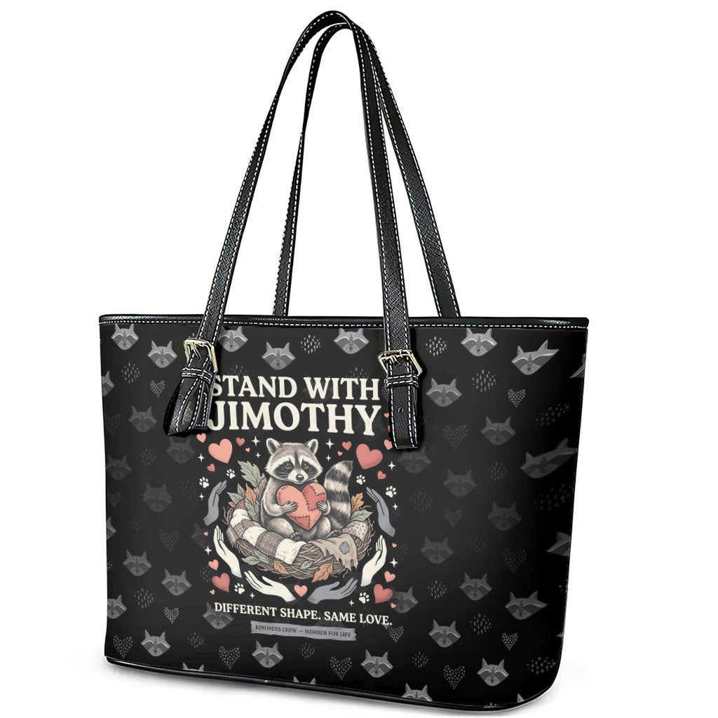 Jimothy The Raccoon Leather Tote Bag Vintage Raccoon Small Frame Big Heart