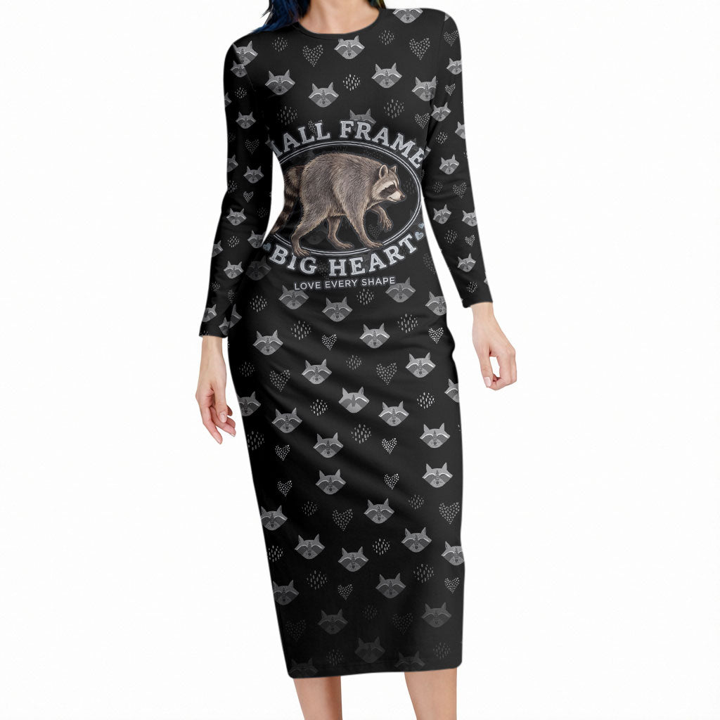 Jimothy The Raccoon Long Sleeve Bodycon Dress Vintage Raccoon Small Frame Big Heart