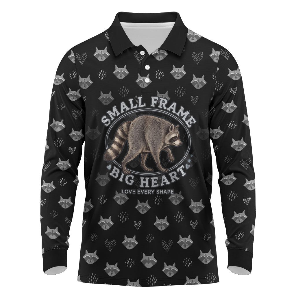 Jimothy The Raccoon Long Sleeve Polo Shirt Vintage Raccoon Small Frame Big Heart