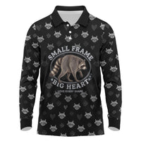 Jimothy The Raccoon Long Sleeve Polo Shirt Vintage Raccoon Small Frame Big Heart
