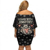 Jimothy The Raccoon Off Shoulder Short Dress Vintage Raccoon Small Frame Big Heart