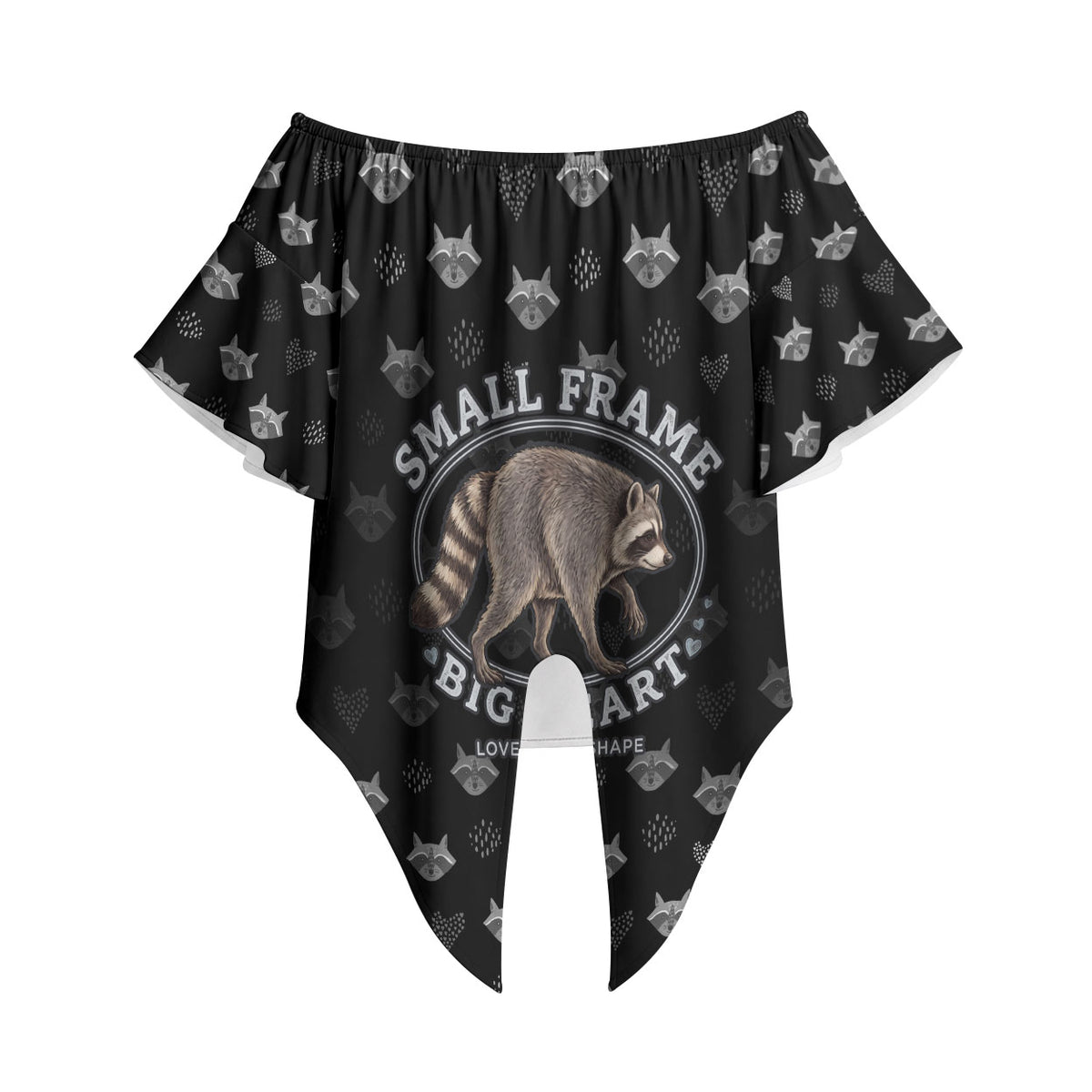 Jimothy The Raccoon Off Shoulder Wrap Waist Top Vintage Raccoon Small Frame Big Heart
