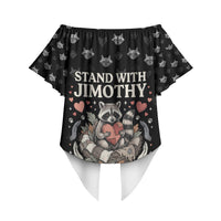 Jimothy The Raccoon Off Shoulder Wrap Waist Top Vintage Raccoon Small Frame Big Heart