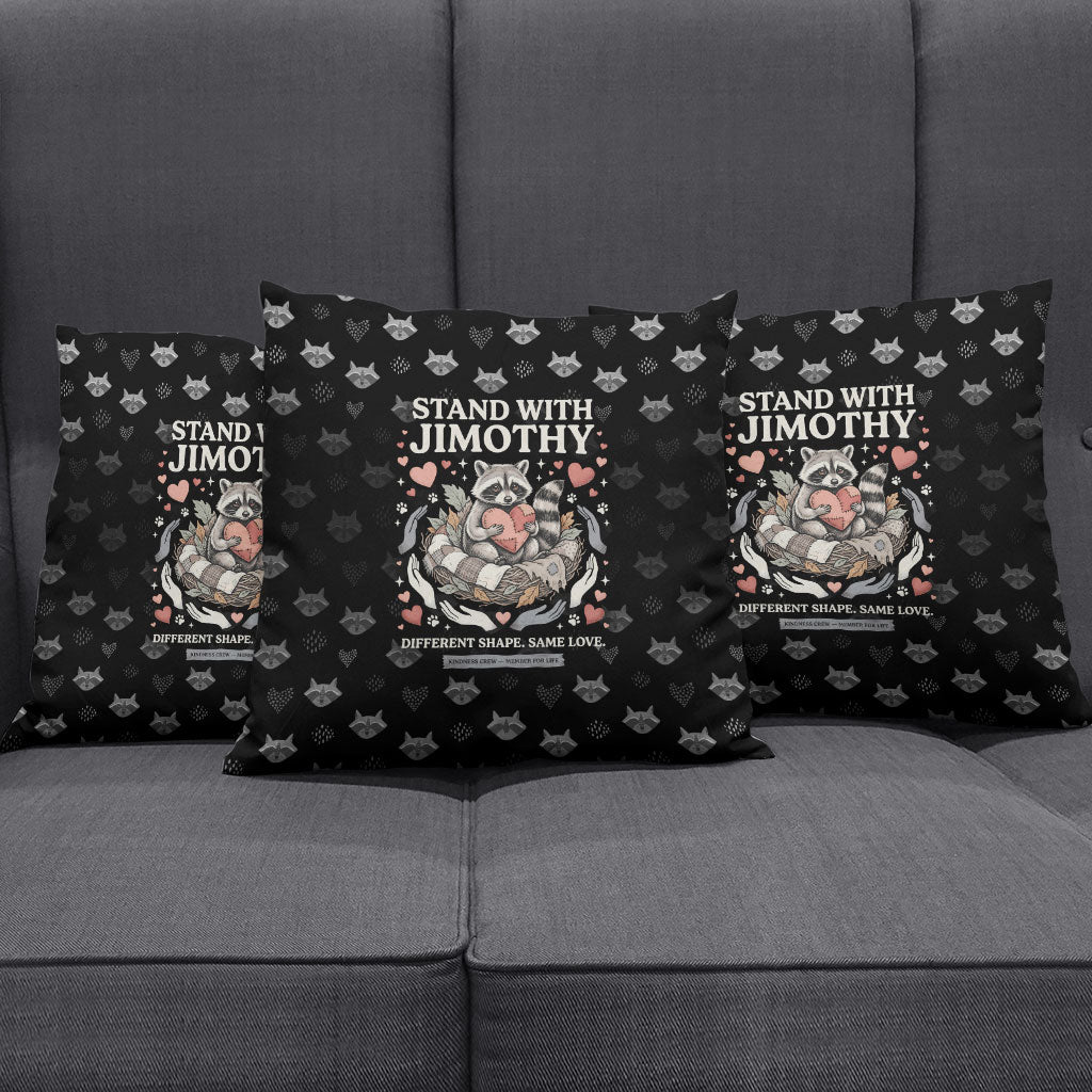 Jimothy The Raccoon Pillow Cover Vintage Raccoon Small Frame Big Heart