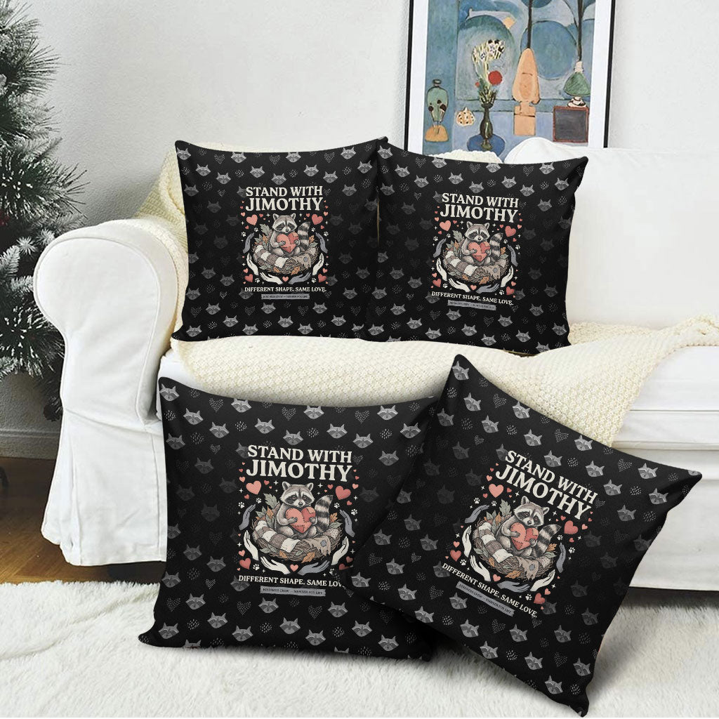 Jimothy The Raccoon Pillow Cover Vintage Raccoon Small Frame Big Heart
