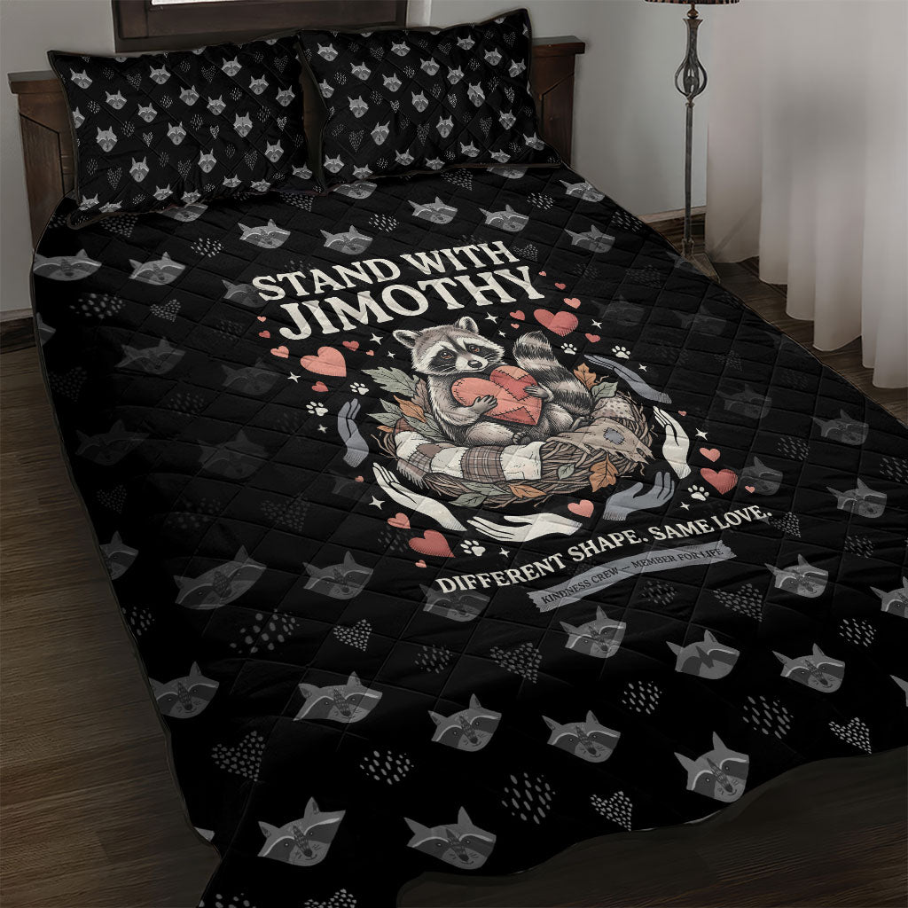 Jimothy The Raccoon Quilt Bed Set Vintage Raccoon Small Frame Big Heart