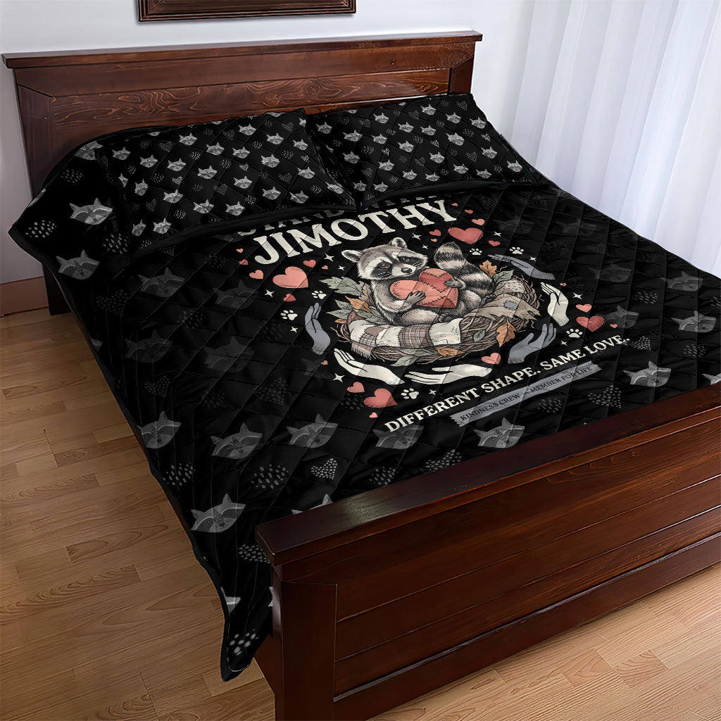 Jimothy The Raccoon Quilt Bed Set Vintage Raccoon Small Frame Big Heart