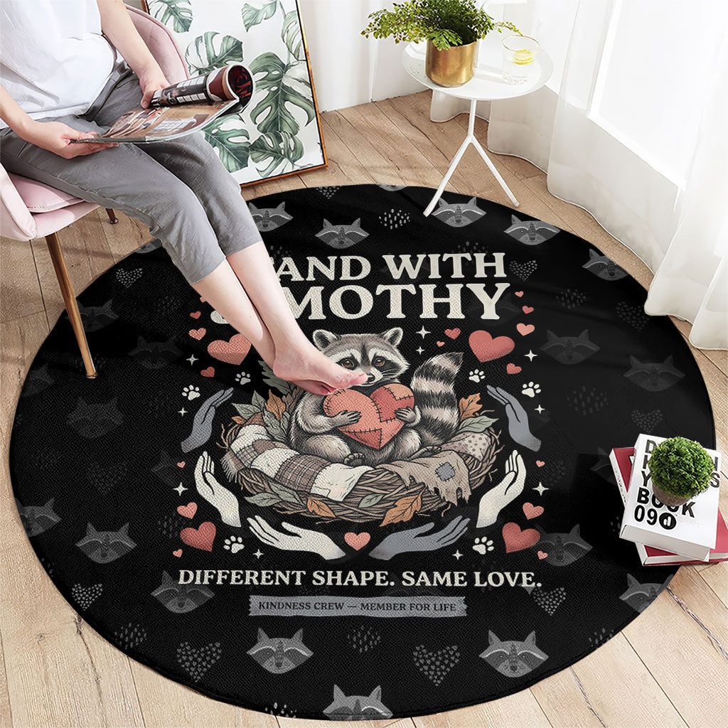 Jimothy The Raccoon Round Carpet Vintage Raccoon Small Frame Big Heart