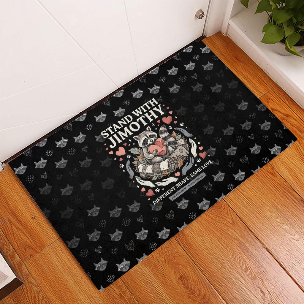 Jimothy The Raccoon Rubber Doormat Vintage Raccoon Small Frame Big Heart
