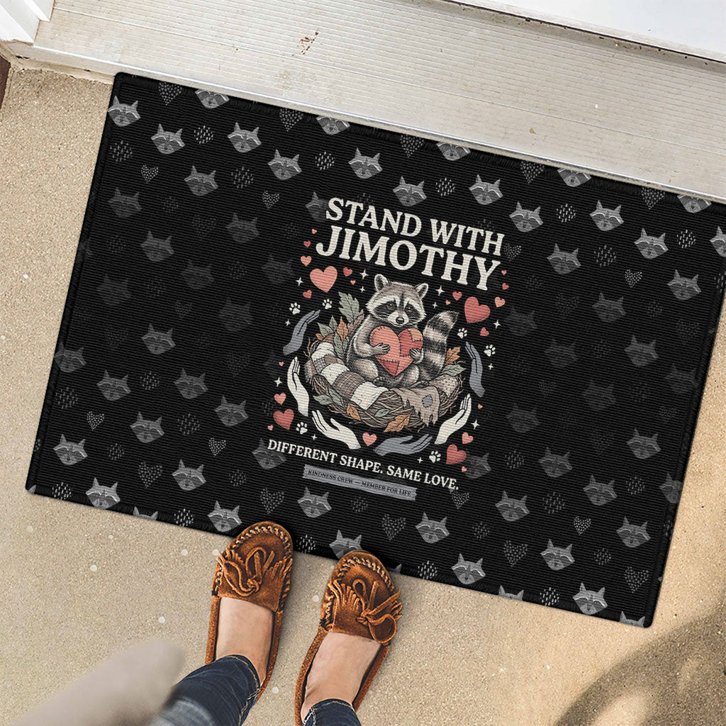 Jimothy The Raccoon Rubber Doormat Vintage Raccoon Small Frame Big Heart