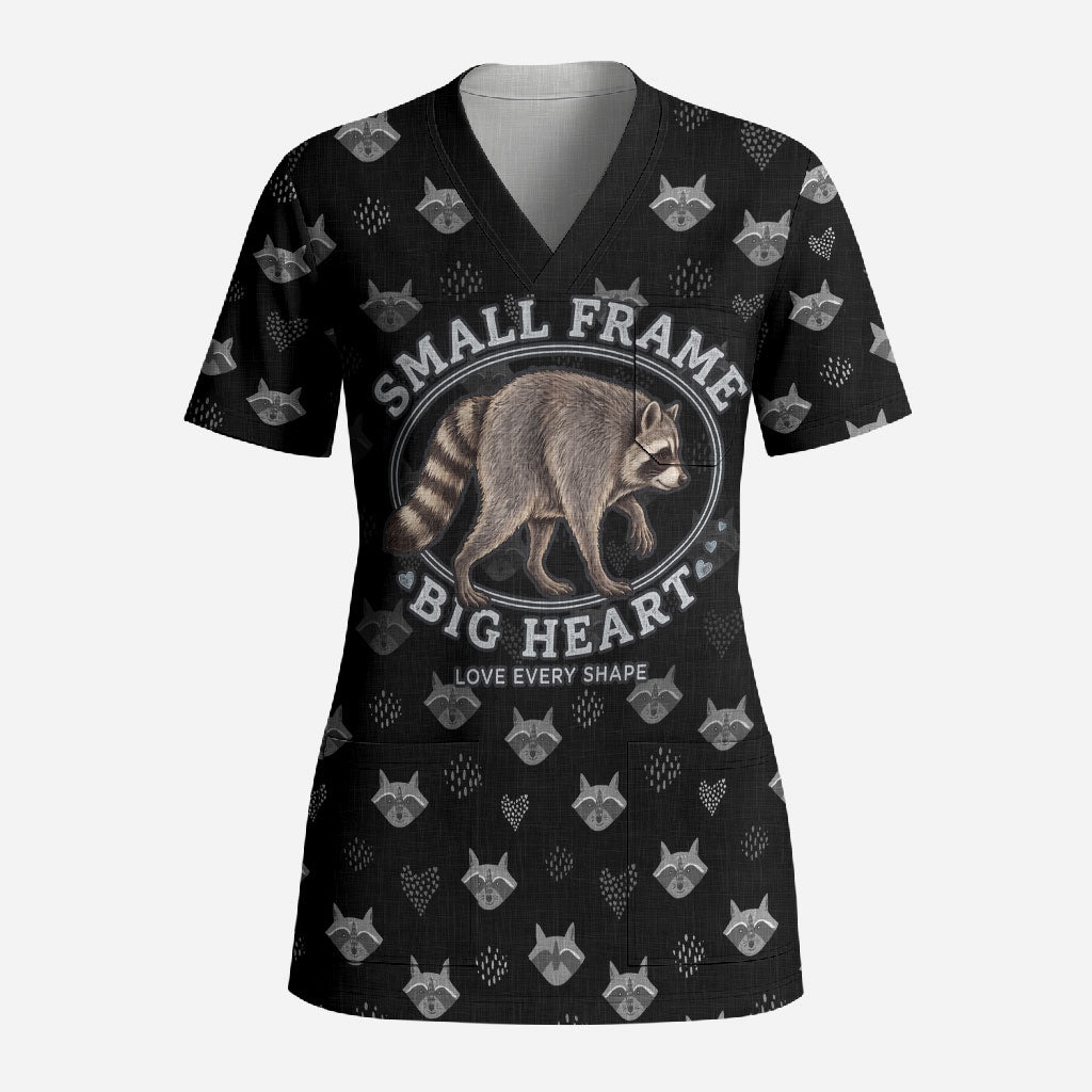 Jimothy The Raccoon Scrub Top Vintage Raccoon Small Frame Big Heart