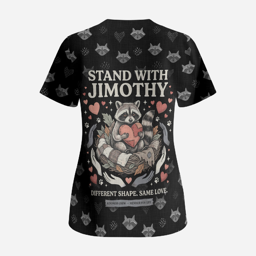 Jimothy The Raccoon Scrub Top Vintage Raccoon Small Frame Big Heart