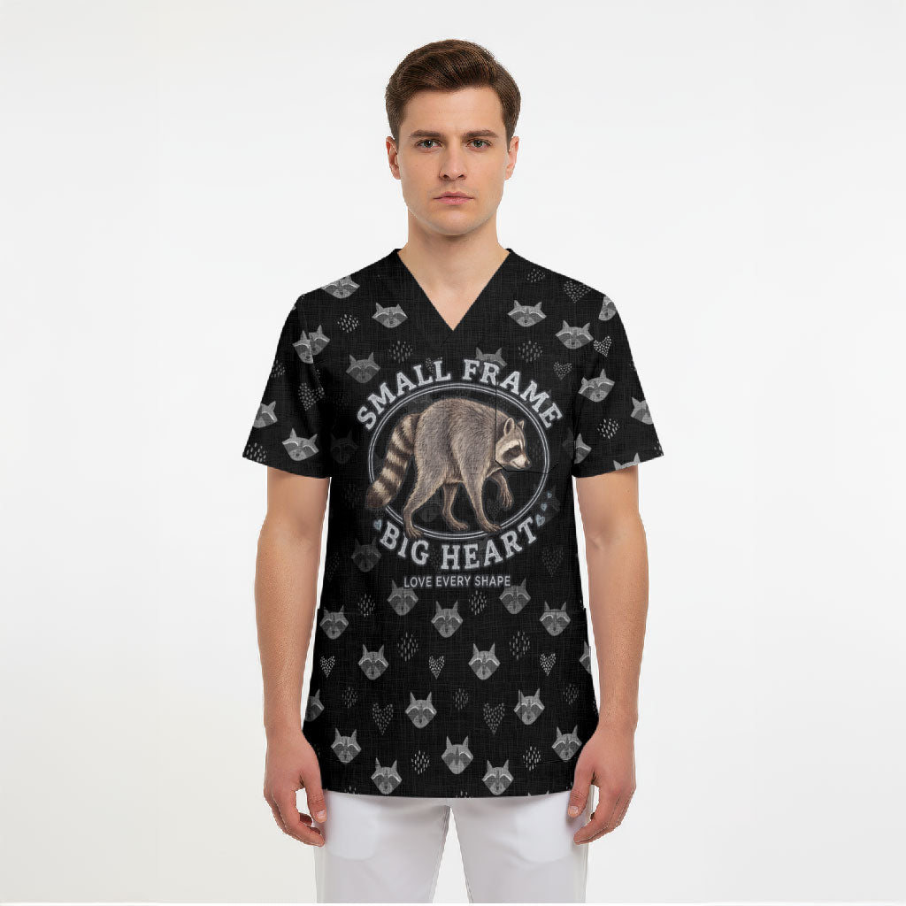 Jimothy The Raccoon Scrub Top Vintage Raccoon Small Frame Big Heart