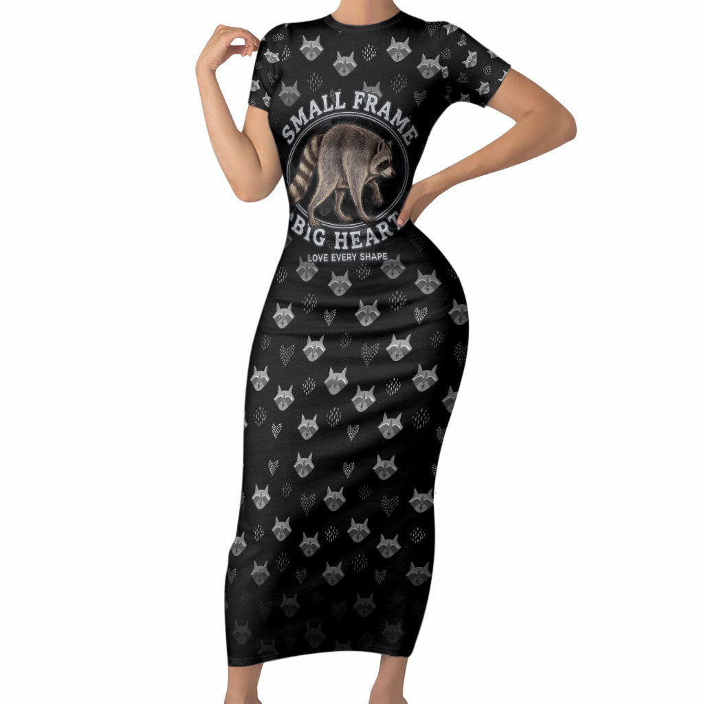 Jimothy The Raccoon Short Sleeve Bodycon Dress Vintage Raccoon Small Frame Big Heart