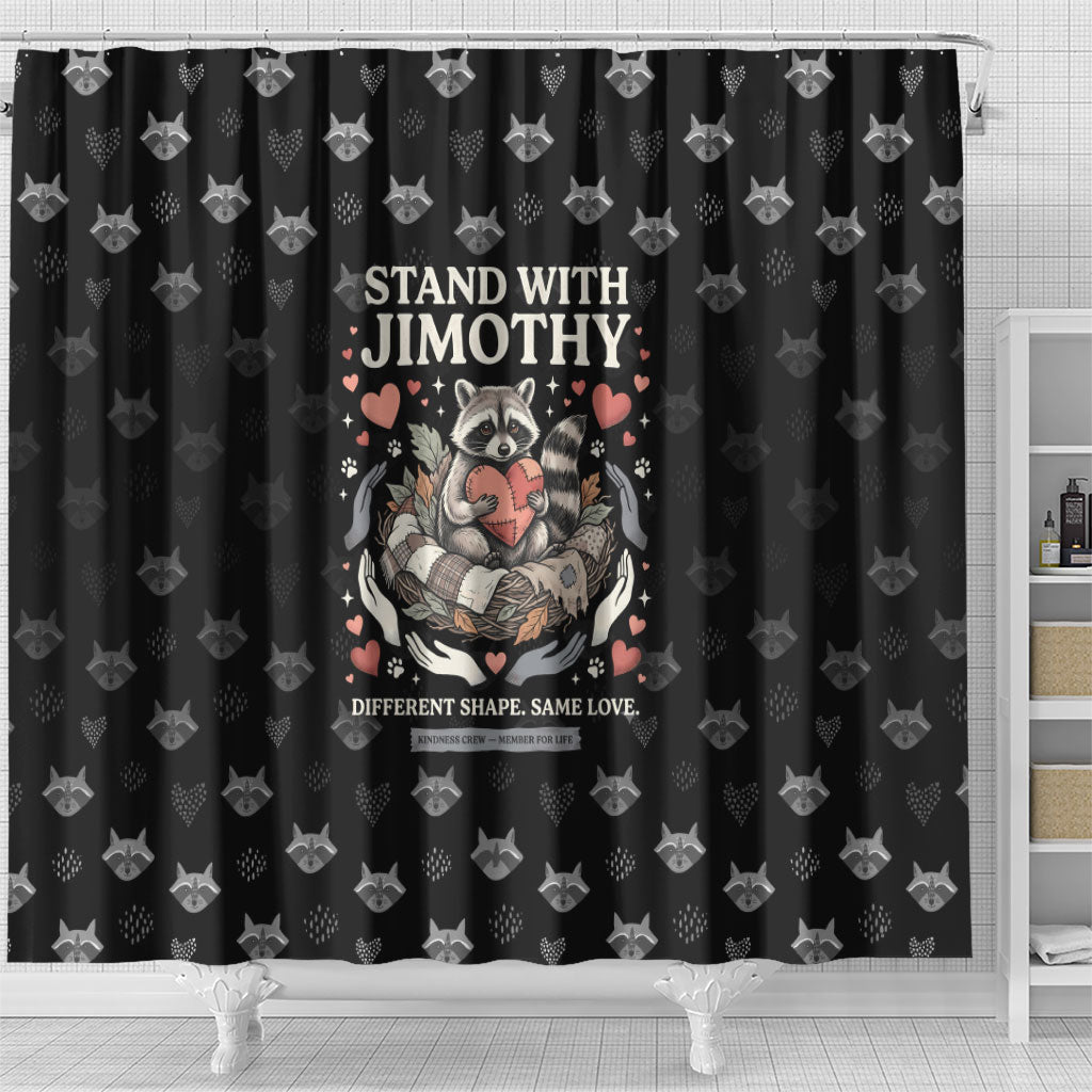 Jimothy The Raccoon Shower Curtain Vintage Raccoon Small Frame Big Heart