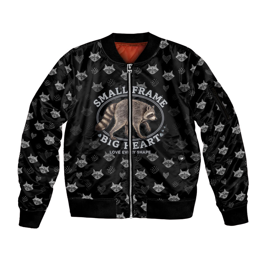 Jimothy The Raccoon Sleeve Zip Bomber Jacket Vintage Raccoon Small Frame Big Heart