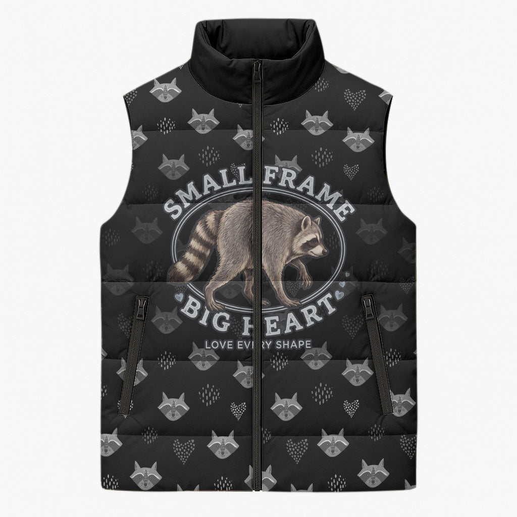 Jimothy The Raccoon Sleeveless Puffer Jacket Vintage Raccoon Small Frame Big Heart