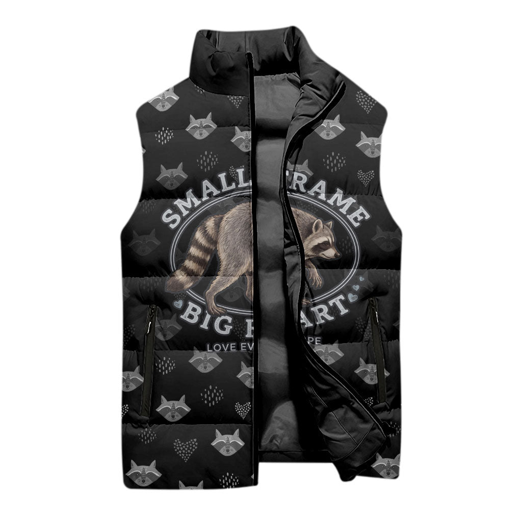 Jimothy The Raccoon Sleeveless Puffer Jacket Vintage Raccoon Small Frame Big Heart